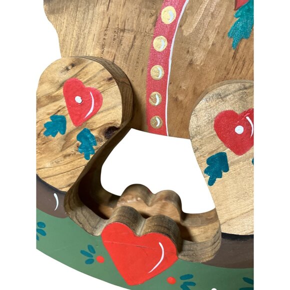 Handcrafted Wooden Rocking Reindeer Decoration With Festive Painted Details - Picture 3 of 10